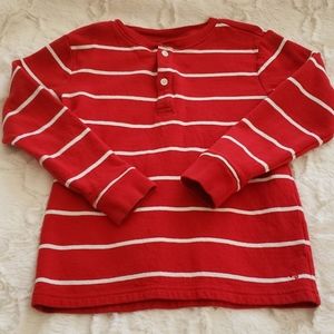 Like New - Janie & Jack Red Striped L/S Henley Tee